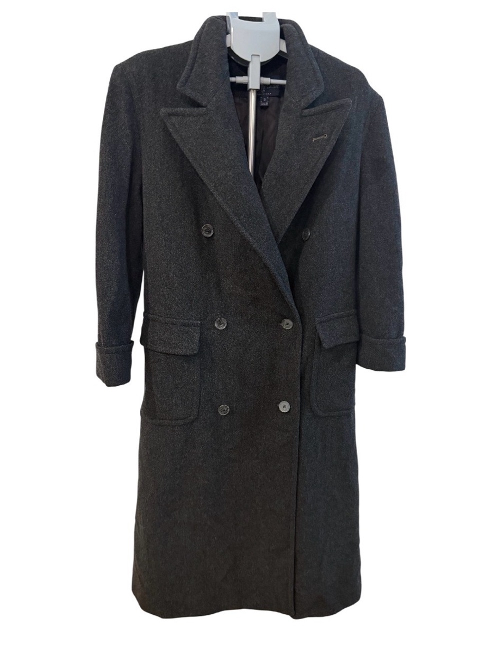 Made in the USA vintage 80s/90s Ralph Lauren women’s grey wool long coat SZ 8 l